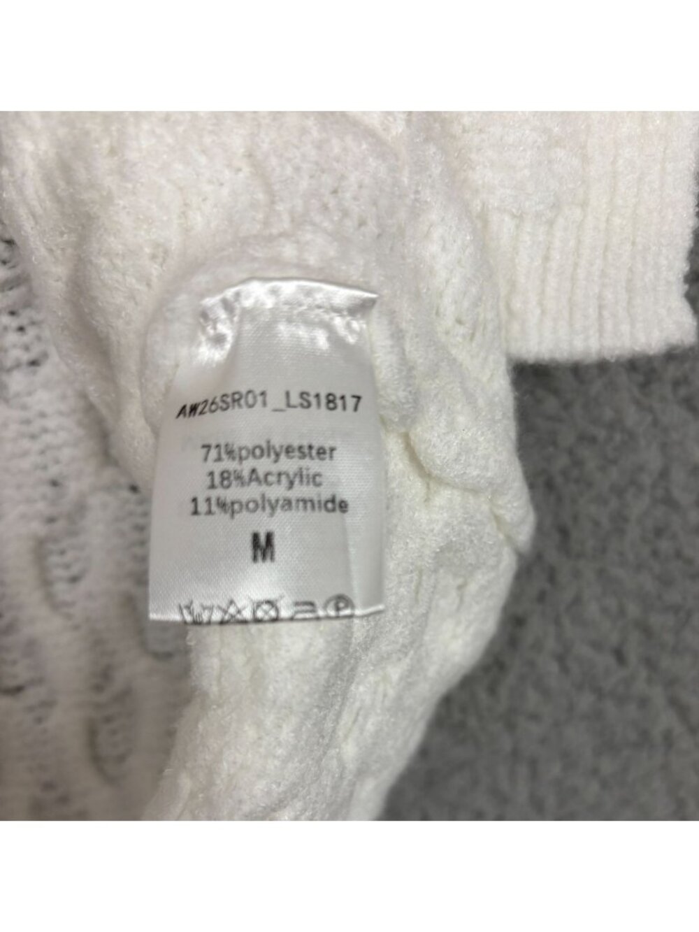 Lillusory Women's Tie-Front Crochet Cable Knit Cardigan White Size Medium NWT's. - Picture 7 of 8
